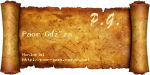 Paor Géza névjegykártya